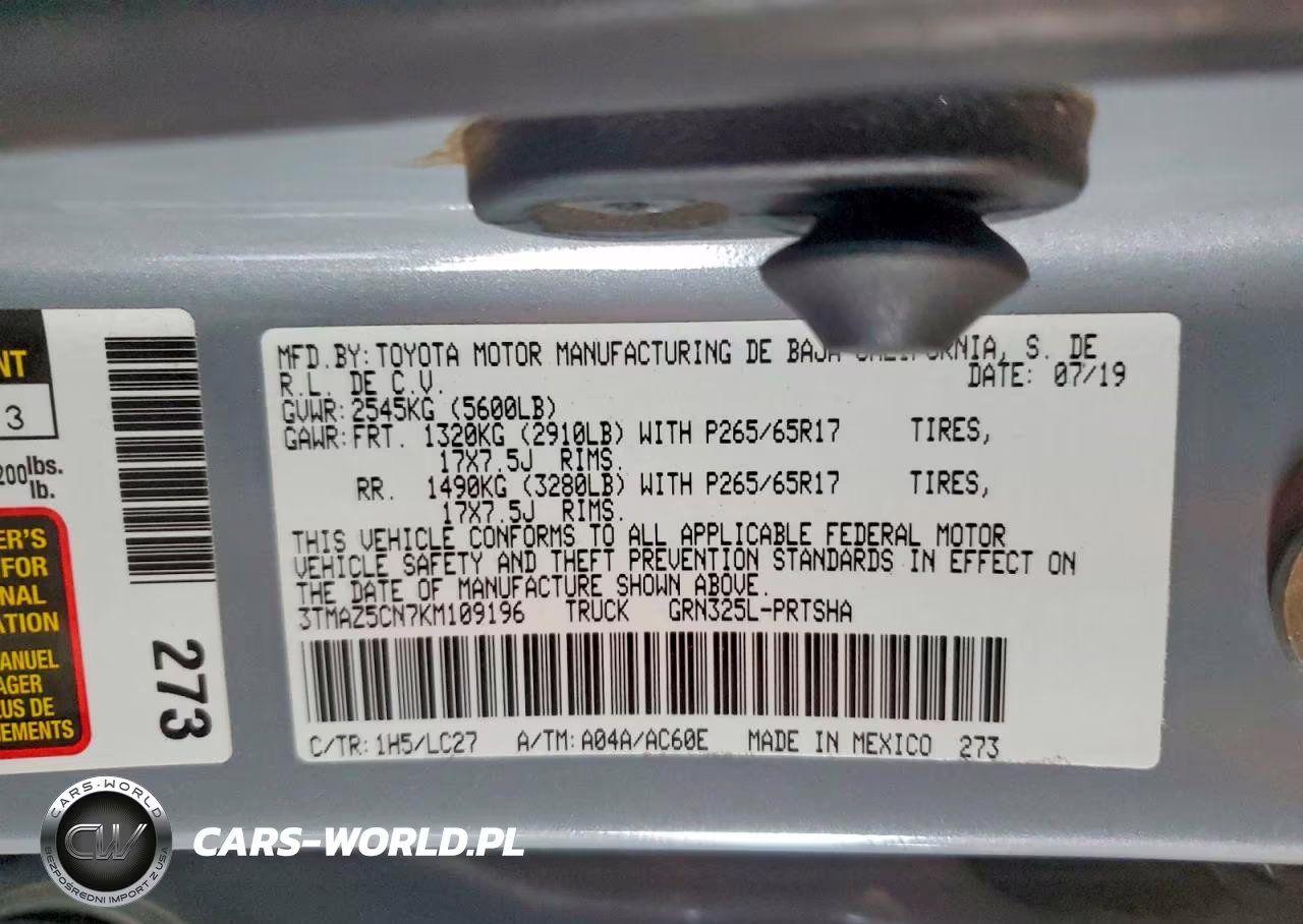2019 Toyota Tacoma Trd Sport VIN:3TMAZ5CN7KM109196 - 12