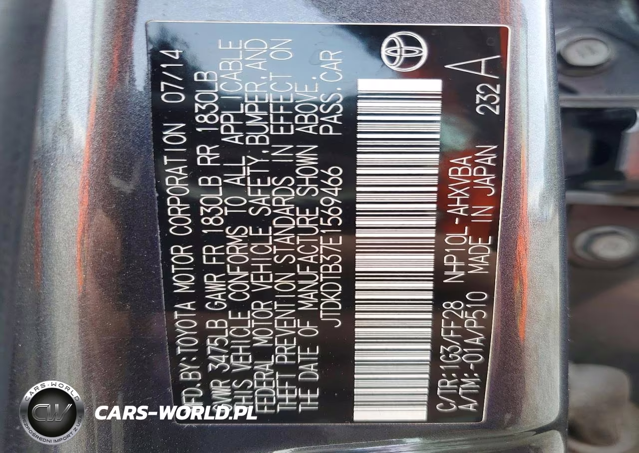 2014 Toyota Prius C Two VIN:JTDKDTB37E1569466 - 13