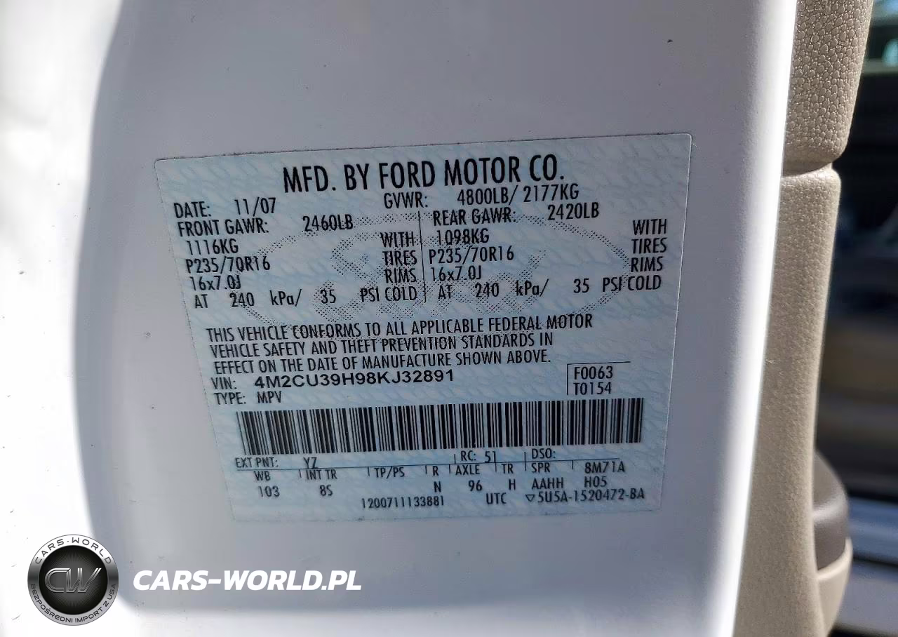 2008 Mercury Mariner Hev VIN:4M2CU39H98KJ32891 - 12