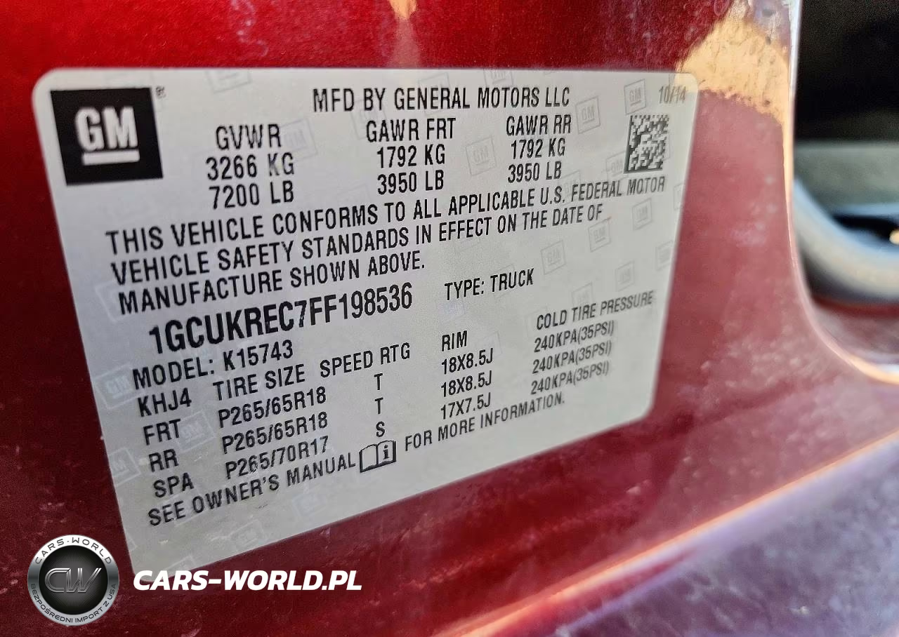 2015 Chevrolet Silverado K1500 Lt VIN:1GCUKREC7FF198536 - 12