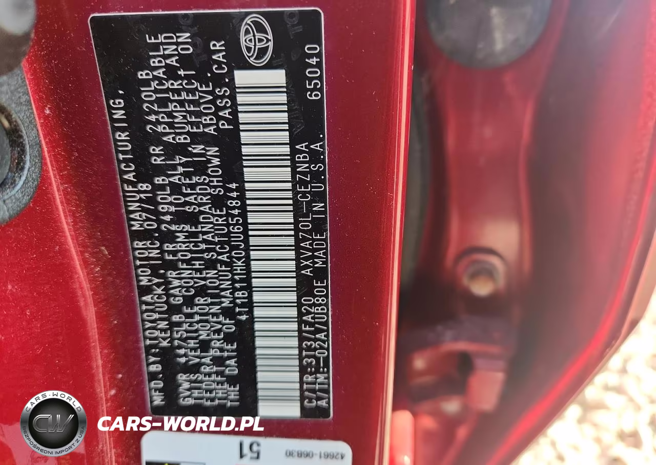 2018 Toyota Camry Le VIN:4T1B11HK0JU654844 - 12