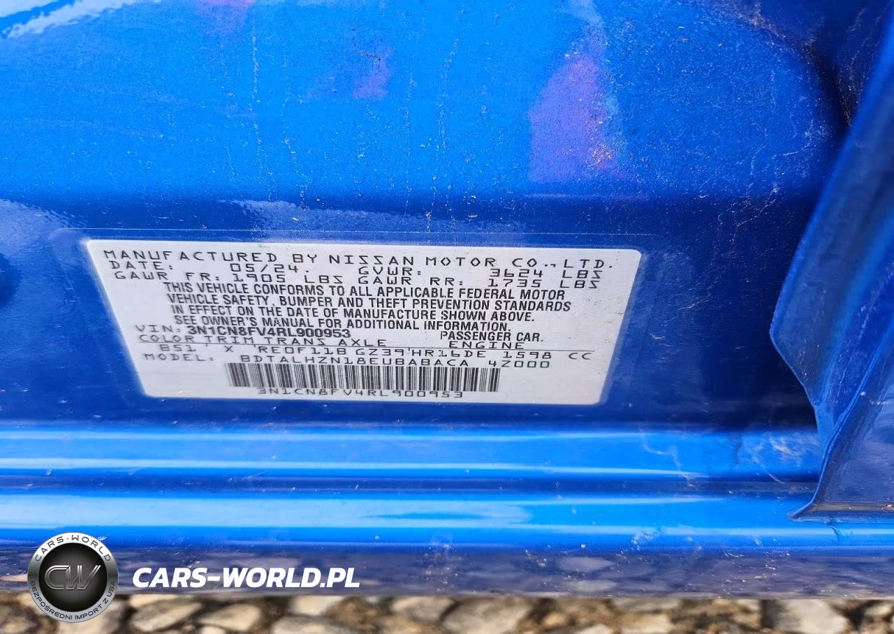 2024 Nissan Versa Sr VIN:3N1CN8FV4RL900953 - 12