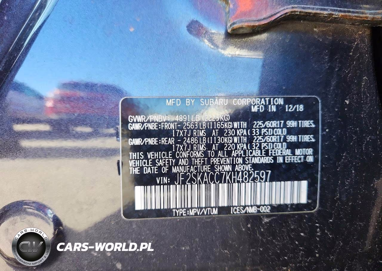 2019 Subaru Forester VIN:JF2SKACC7KH482597 - 13