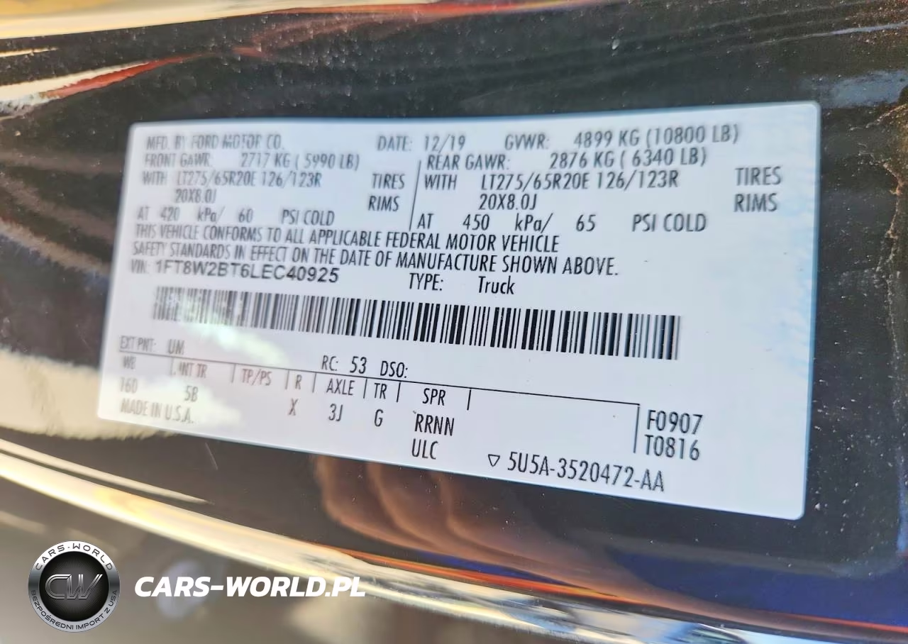 2020 Ford F250 Super Duty VIN:1FT8W2BT6LEC40925 - 12