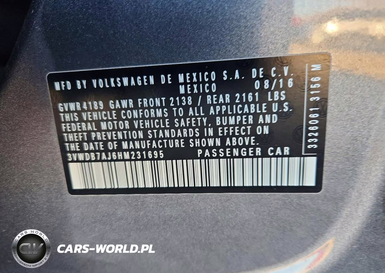 2017 Volkswagen Jetta Se VIN:3VWDB7AJ6HM231695 - 12