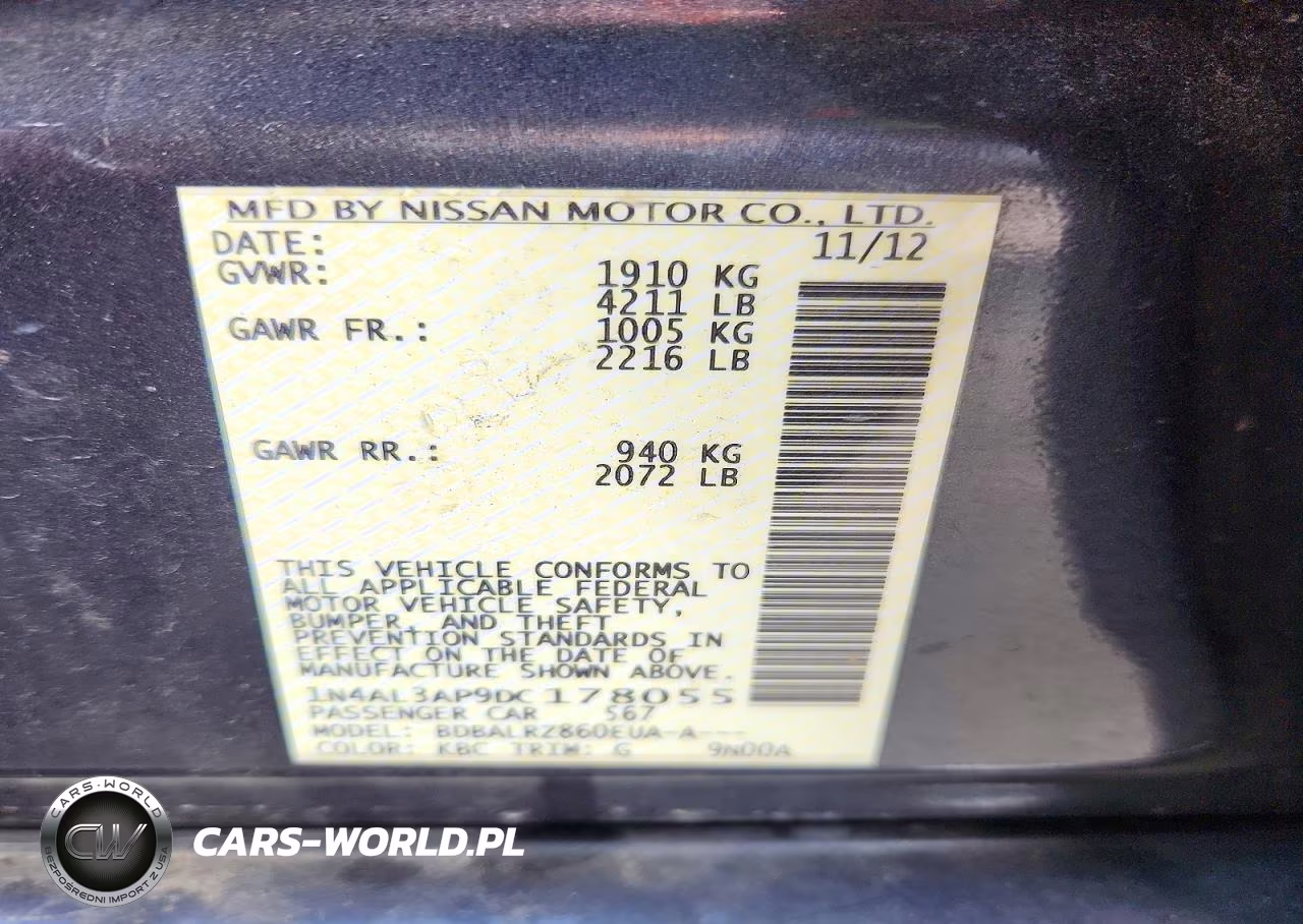 2013 Nissan Altima 2.5 VIN:1N4AL3AP9DC178055 - 12