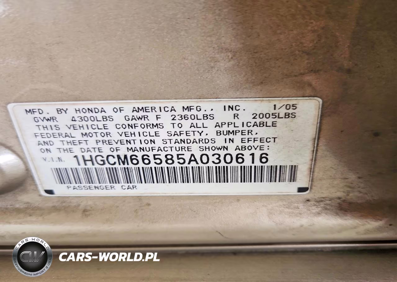 2005 Honda Accord Ex VIN:1HGCM66585A030616 - 12