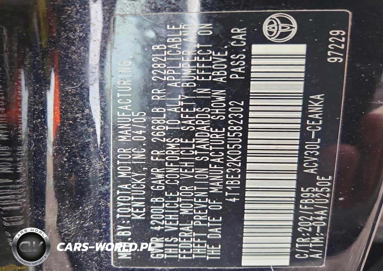 2005 Toyota Camry Standard VIN:4T1BE32K05U582302 - 12
