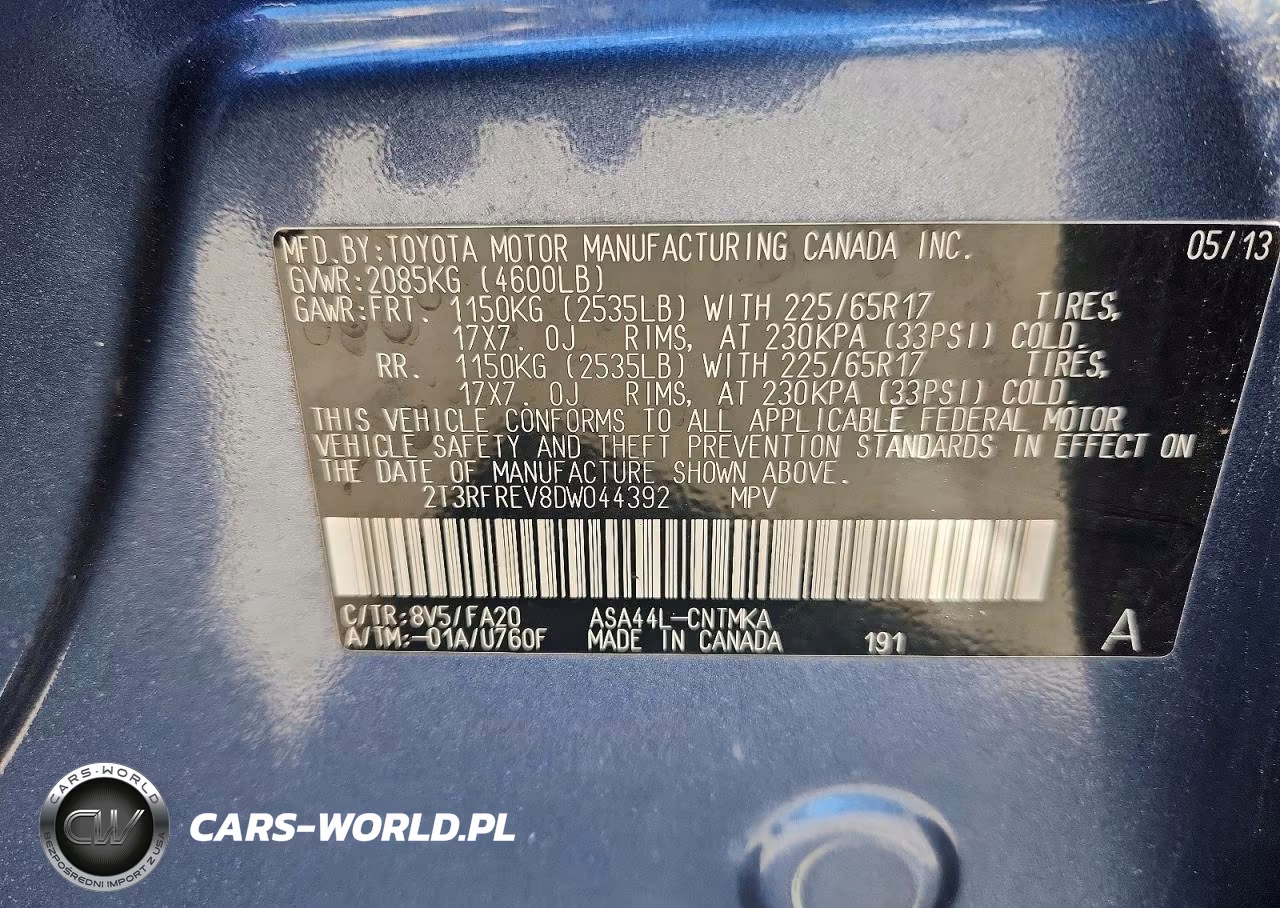 2013 Toyota Rav4 Xle VIN:2T3RFREV8DW044392 - 13