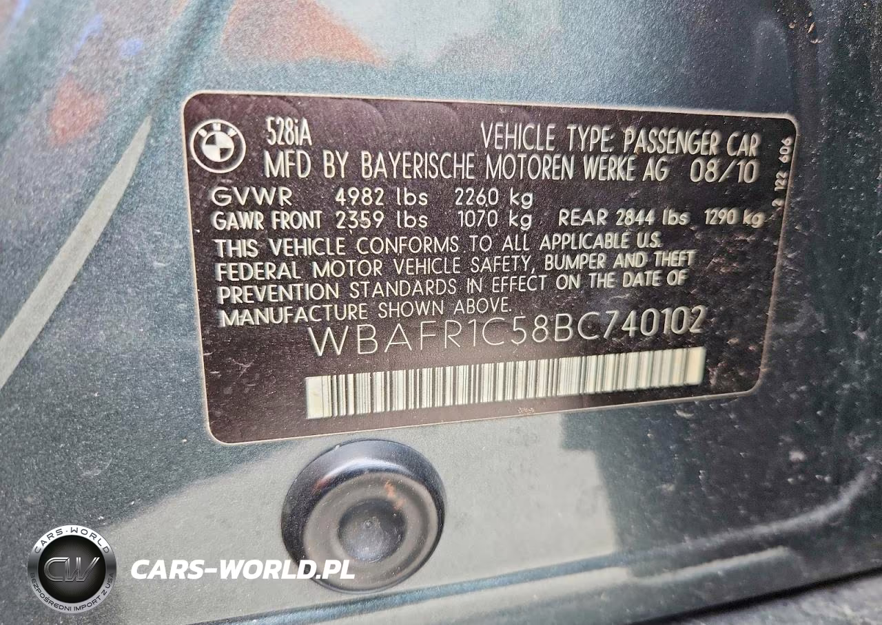 2011 BMW 528 I VIN:WBAFR1C58BC740102 - 12