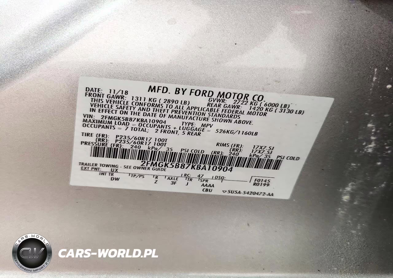 2019 Ford Flex Se VIN:2FMGK5B87KBA10904 - 14