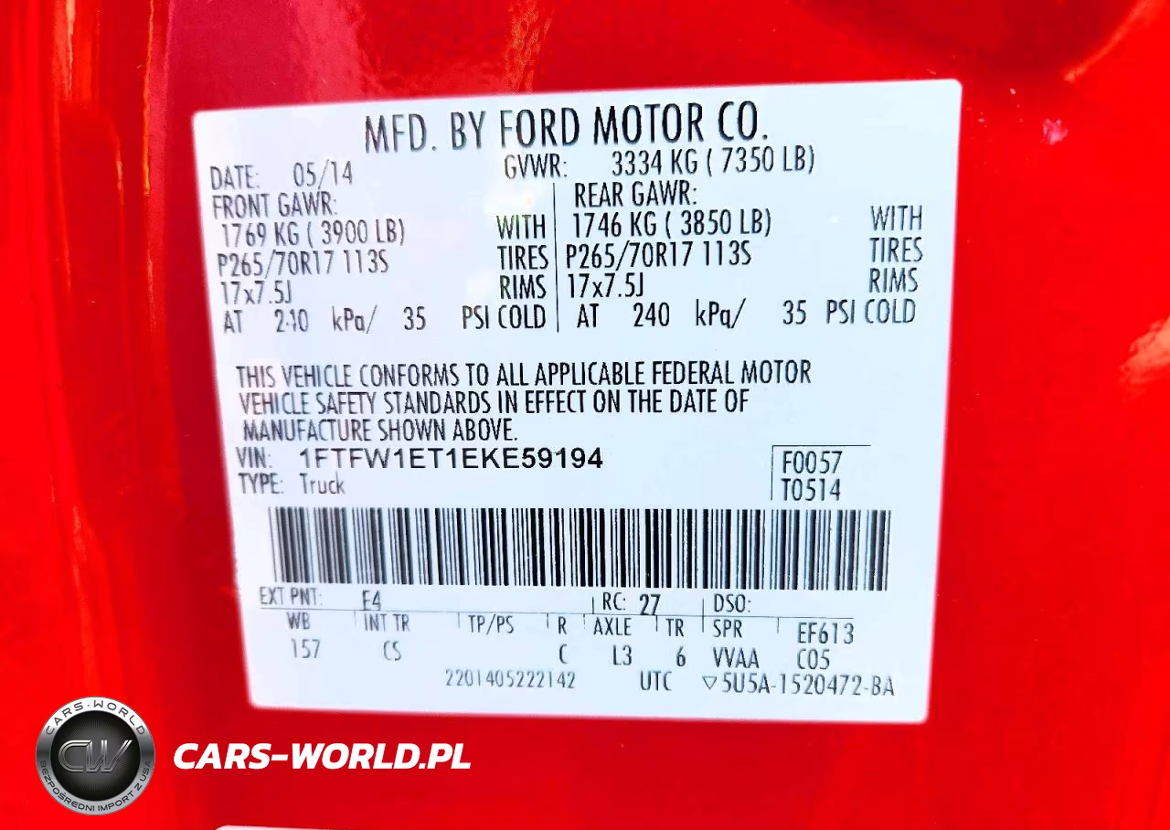 2014 Ford F150 Supercrew VIN:1FTFW1ET1EKE59194 - 12