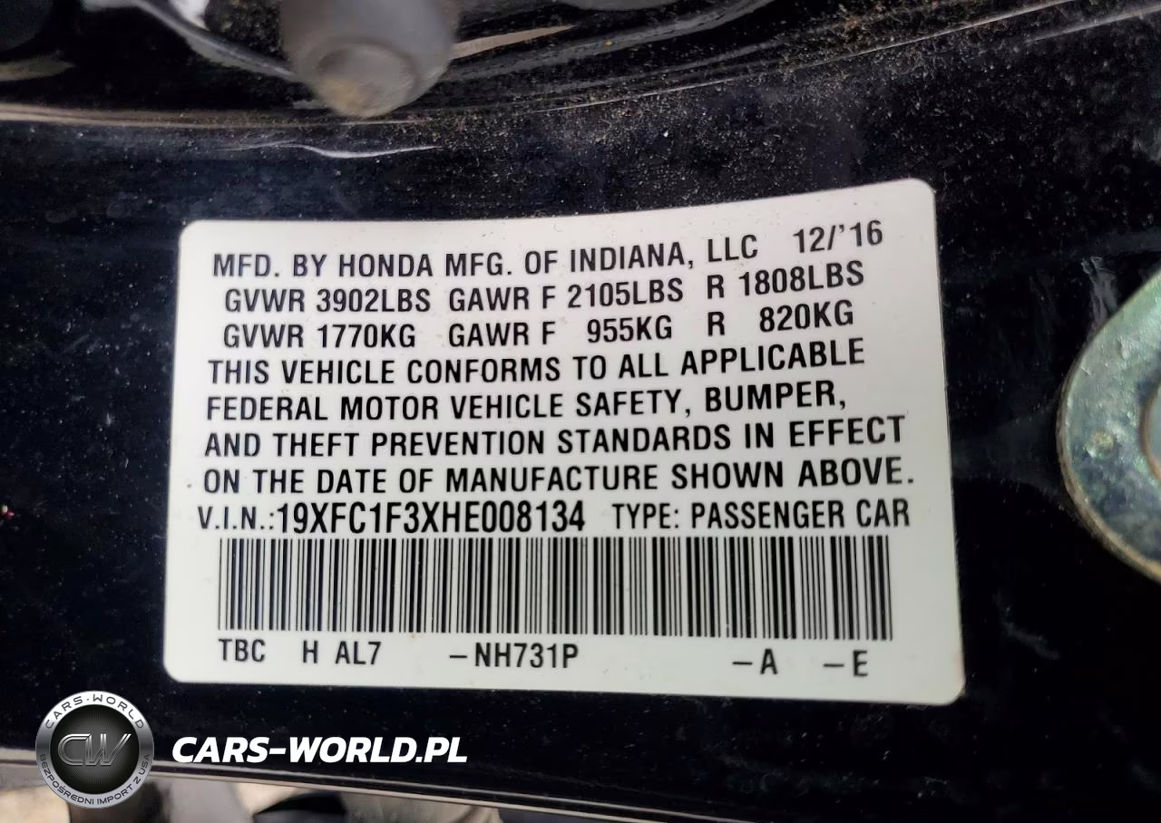 2017 Honda Civic Ex VIN:19XFC1F3XHE008134 - 12