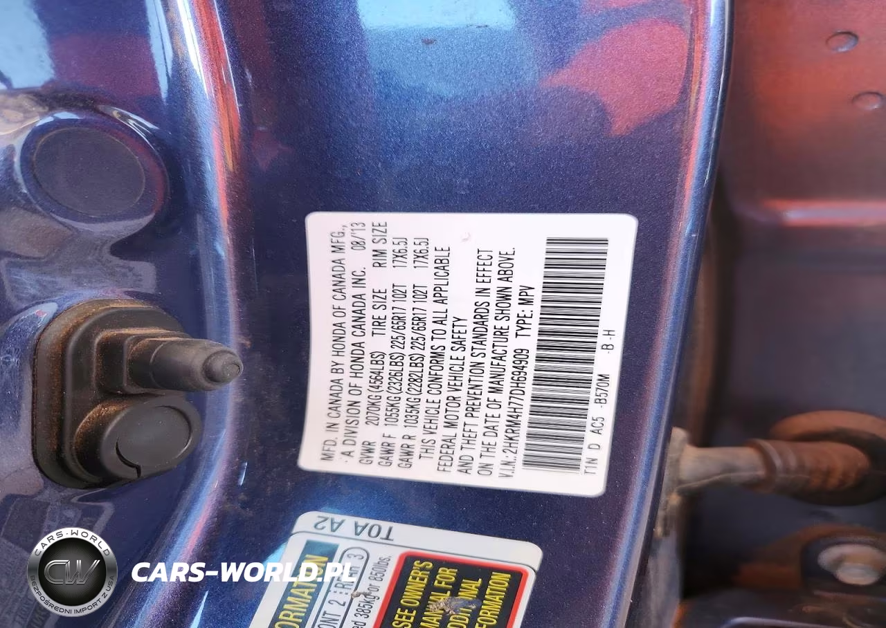 2013 Honda Cr-V Exl VIN:2HKRM4H77DH694909 - 13