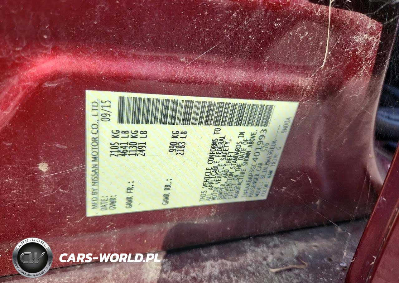 2016 Nissan Maxima 3.5 S VIN:1N4AA6AP3GC401993 - 13