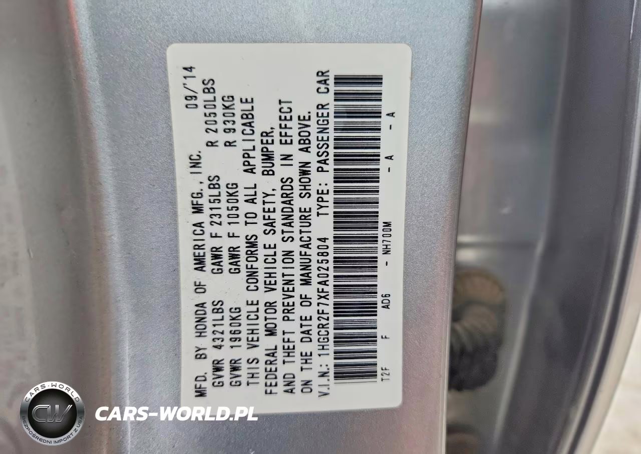 2015 Honda Accord Ex VIN:1HGCR2F7XFA025804 - 13