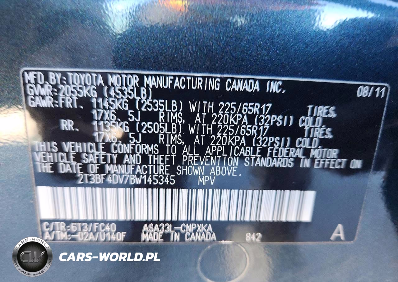2011 Toyota Rav4 Base VIN:2T3BF4DV7BW145345 - 13