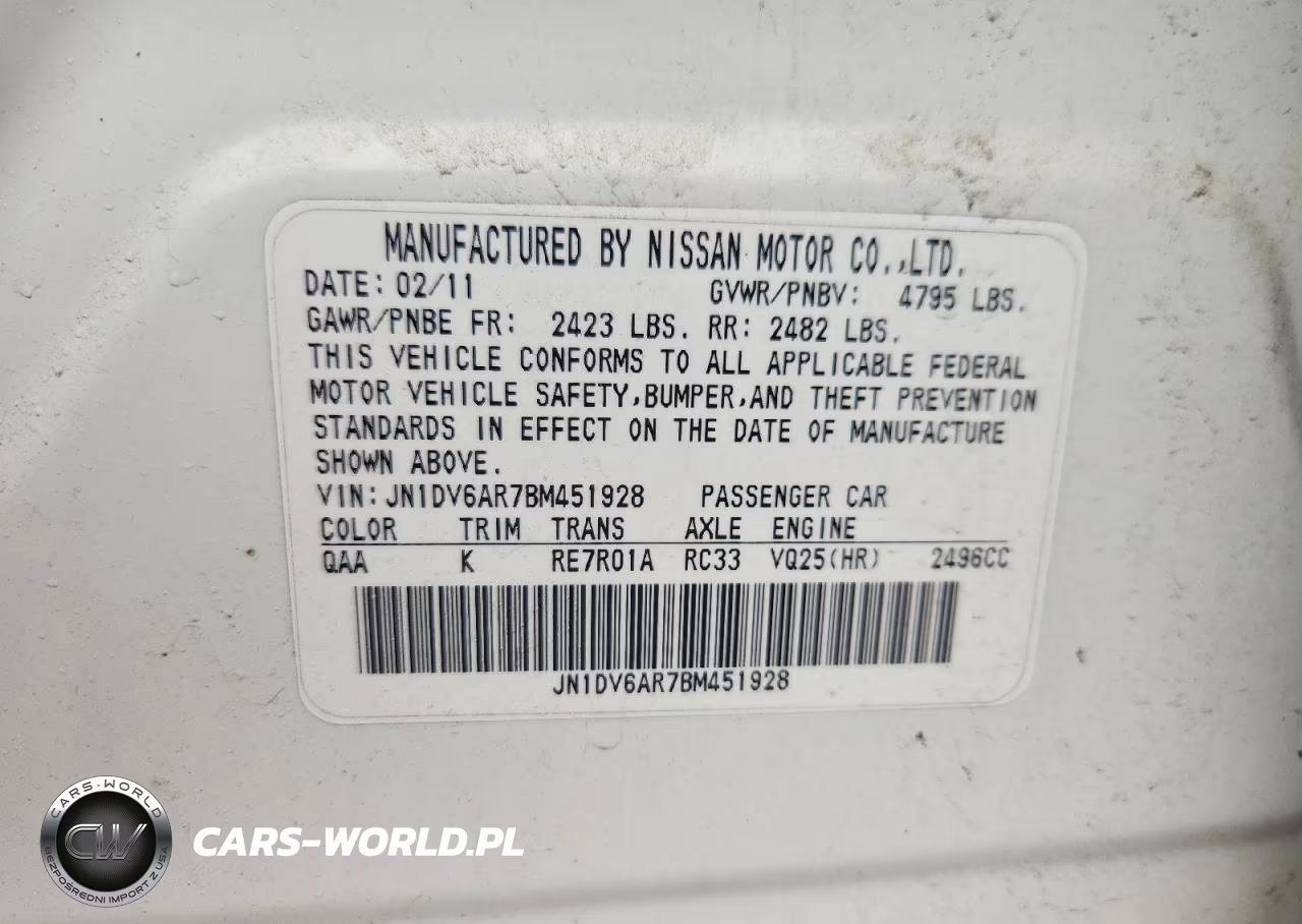 2011 Infiniti G25 Sedan X VIN:JN1DV6AR7BM451928 - 12