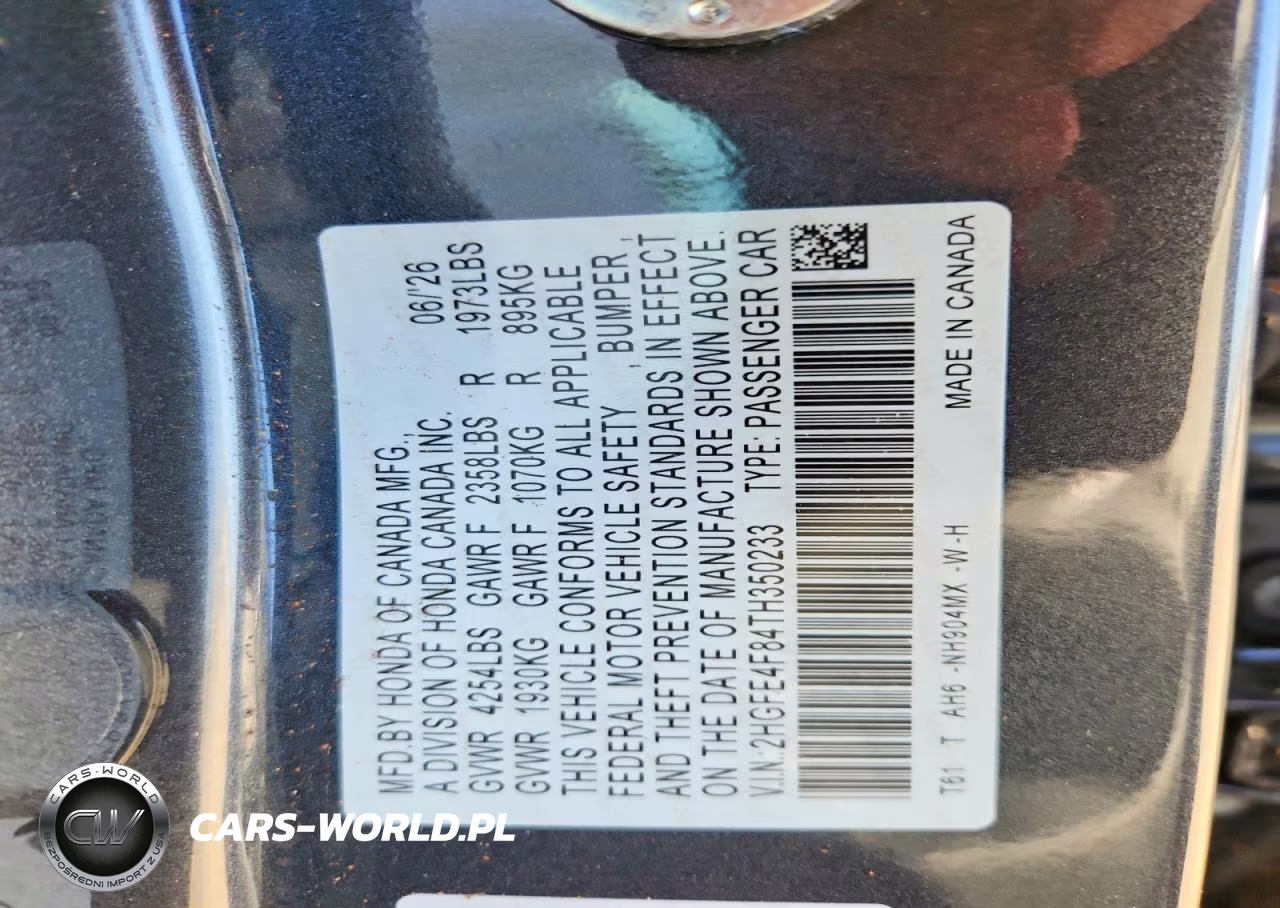2026 Honda Civic Sport VIN:2HGFE4F84TH350233 - 12