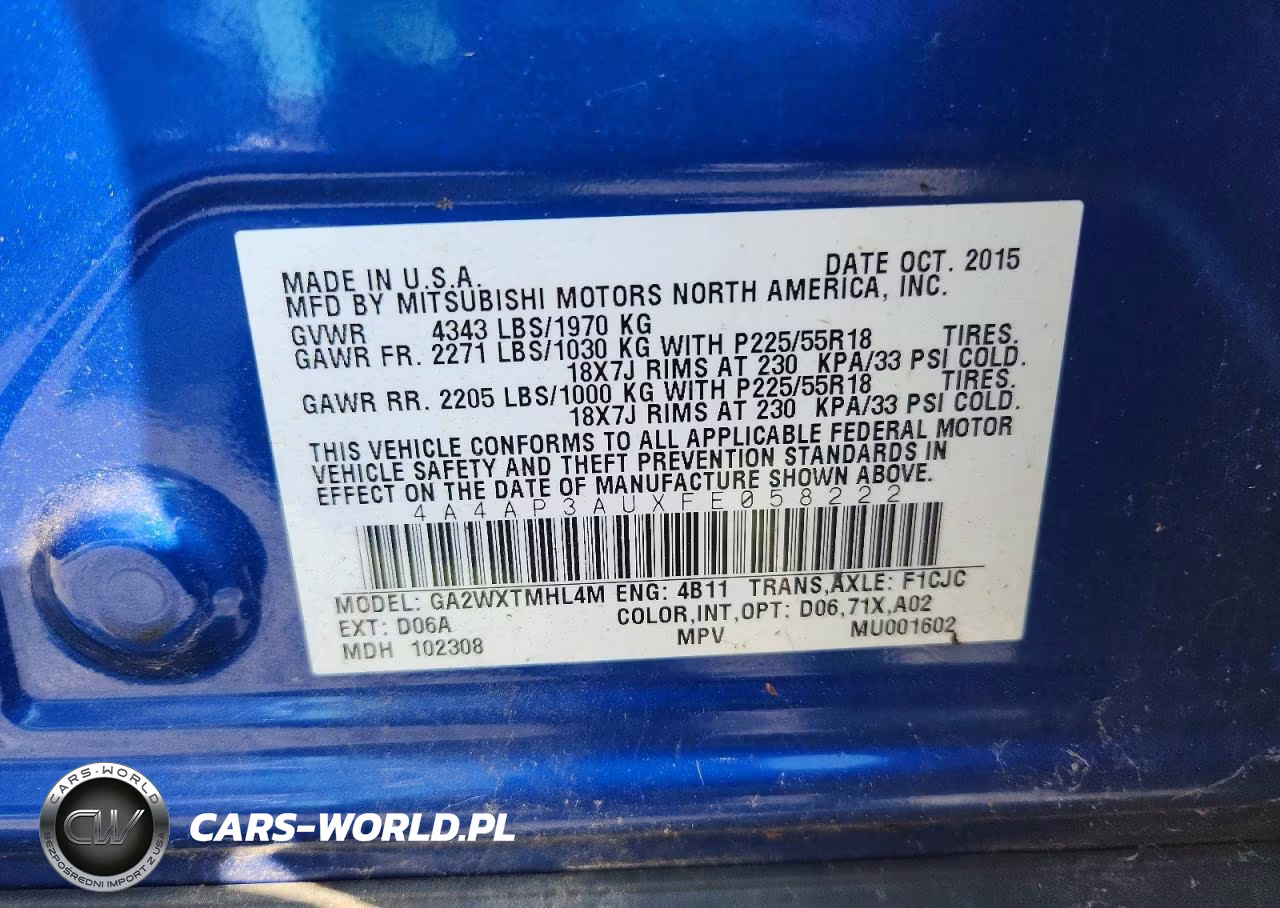 2015 Mitsubishi Outlander Sport Es VIN:4A4AP3AUXFE058222 - 13