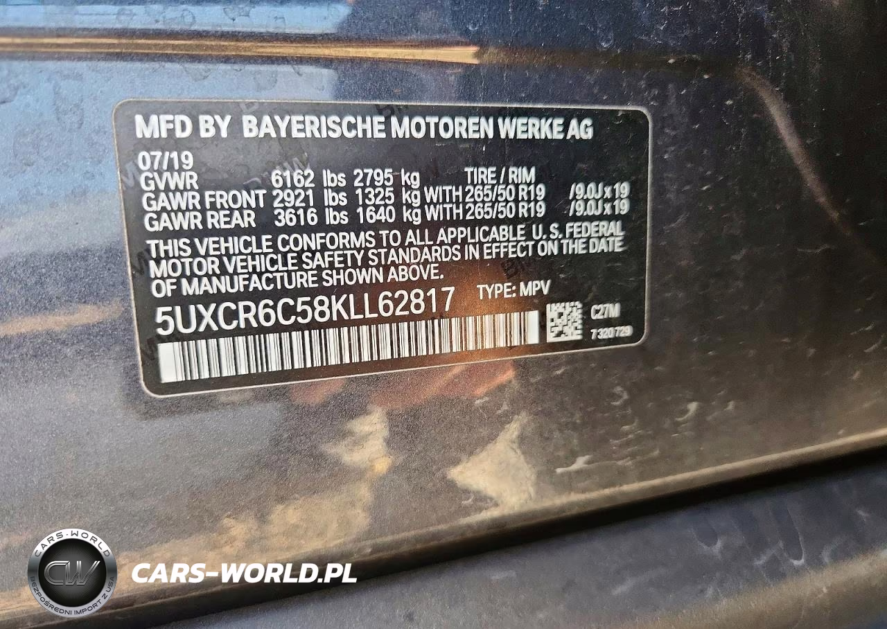 2019 BMW X5 xDrive40I VIN:5UXCR6C58KLL62817 - 12