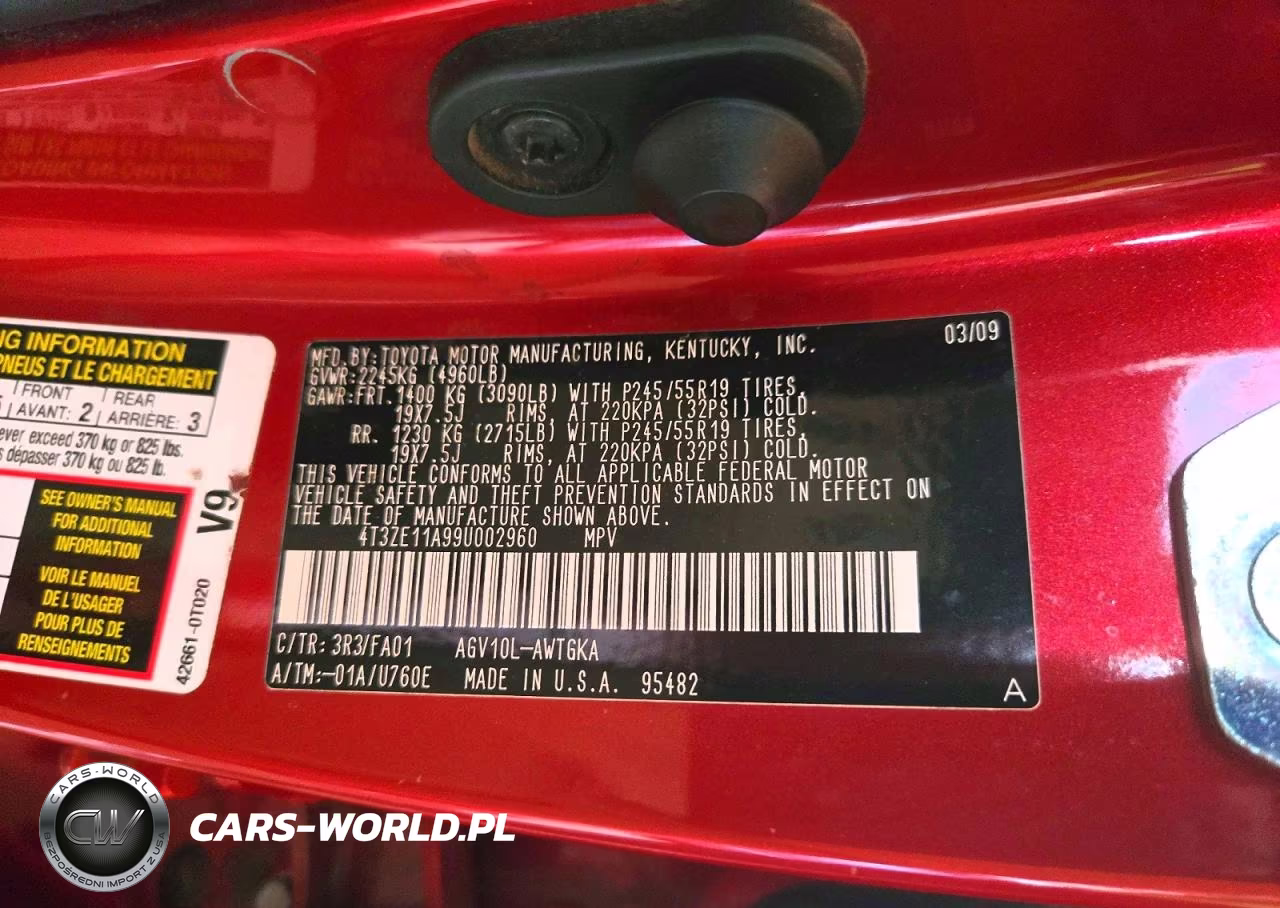 2009 Toyota Venza Fwd 4Cyl VIN:4T3ZE11A99U002960 - 13