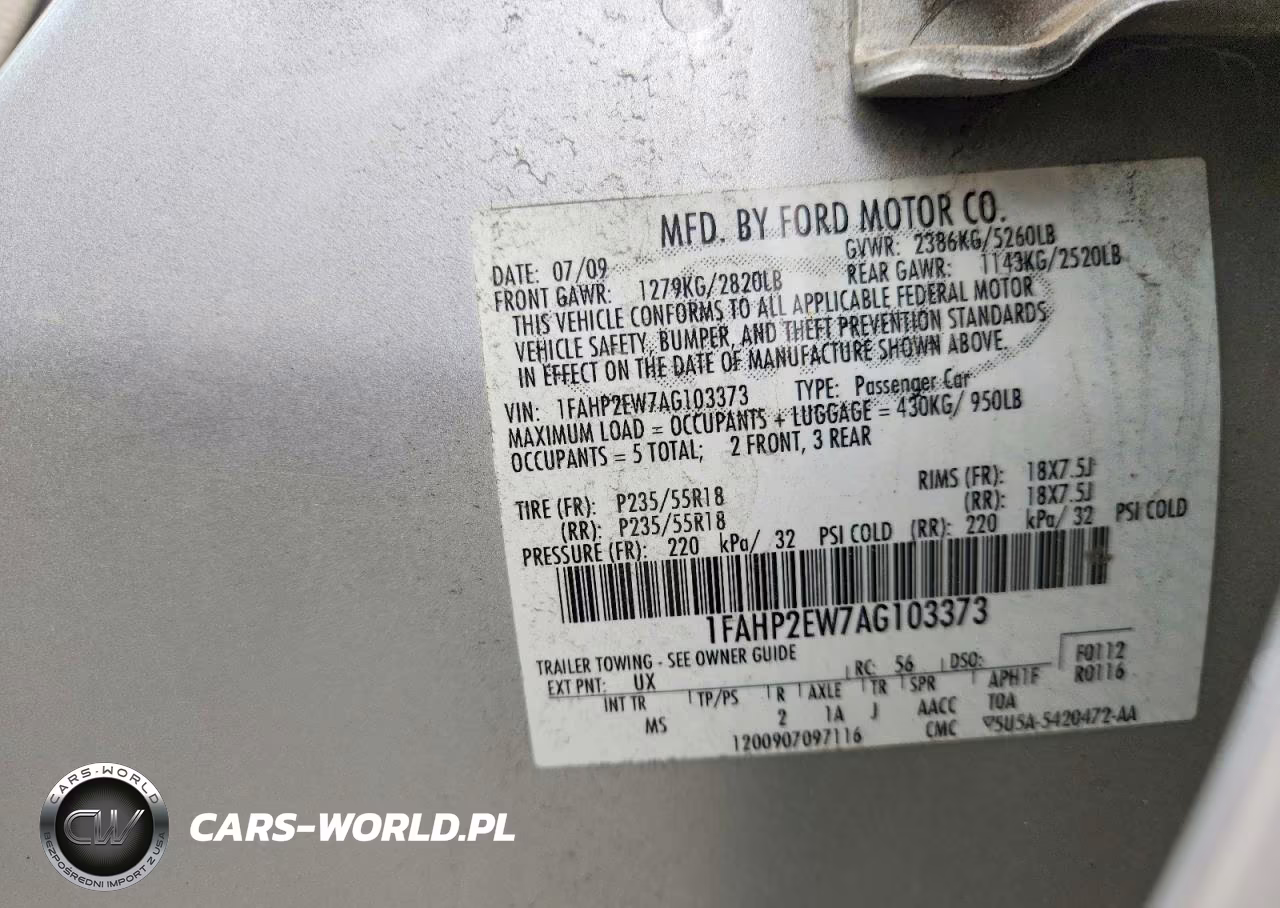 2010 Ford Taurus Sel VIN:1FAHP2EW7AG103373 - 12