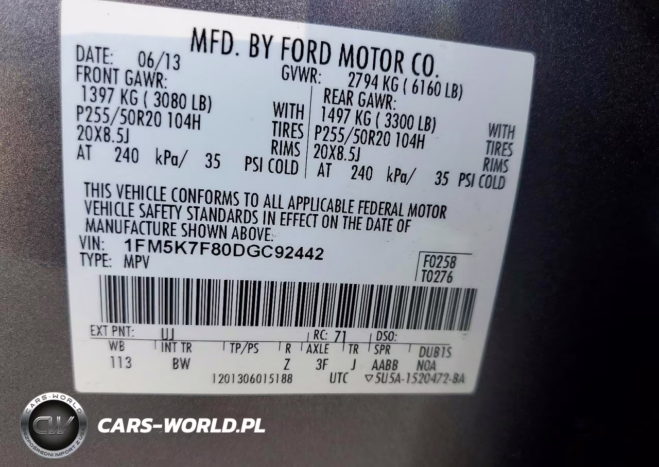2013 Ford Explorer Limited VIN:1FM5K7F80DGC92442 - 13