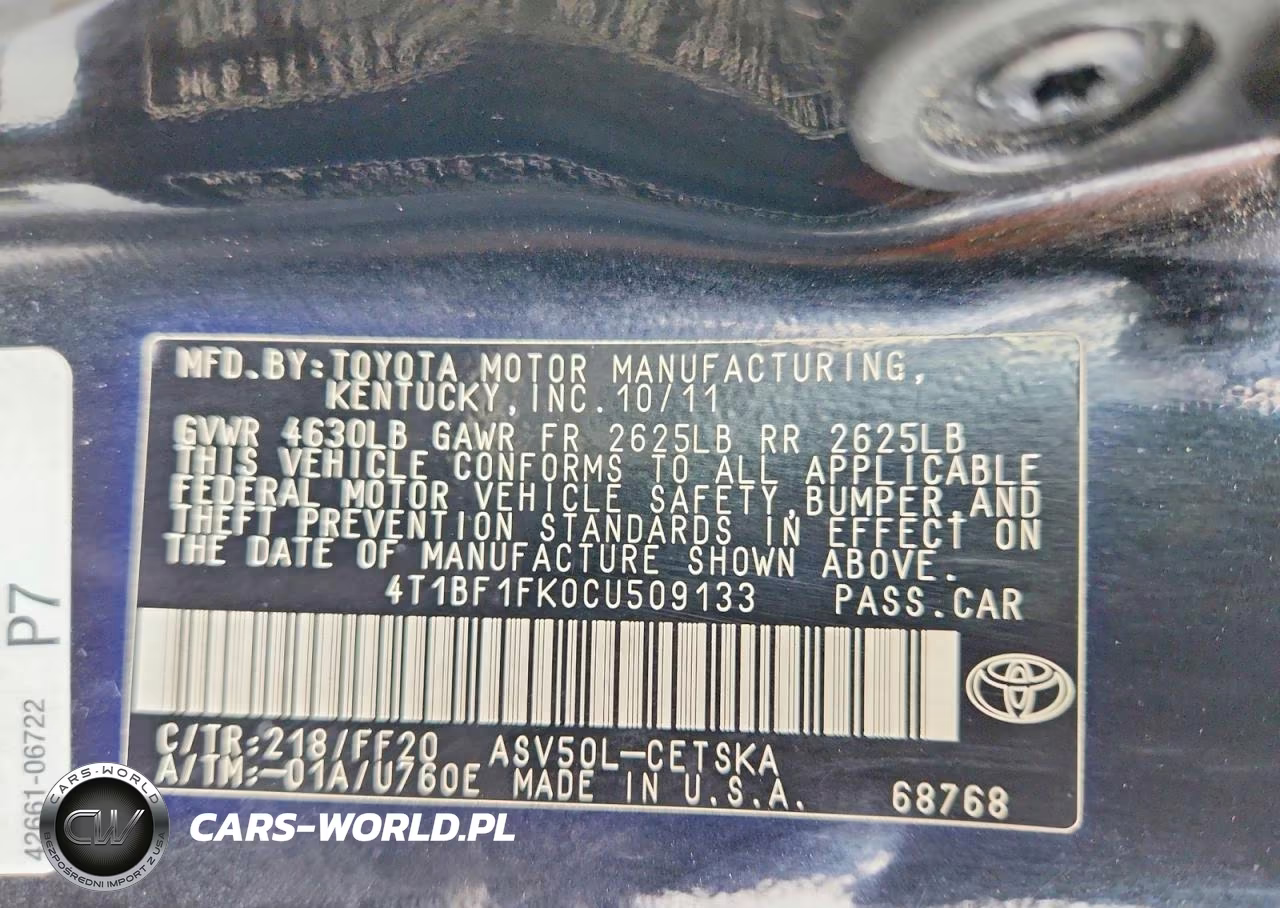 2012 Toyota Camry Se VIN:4T1BF1FK0CU509133 - 12