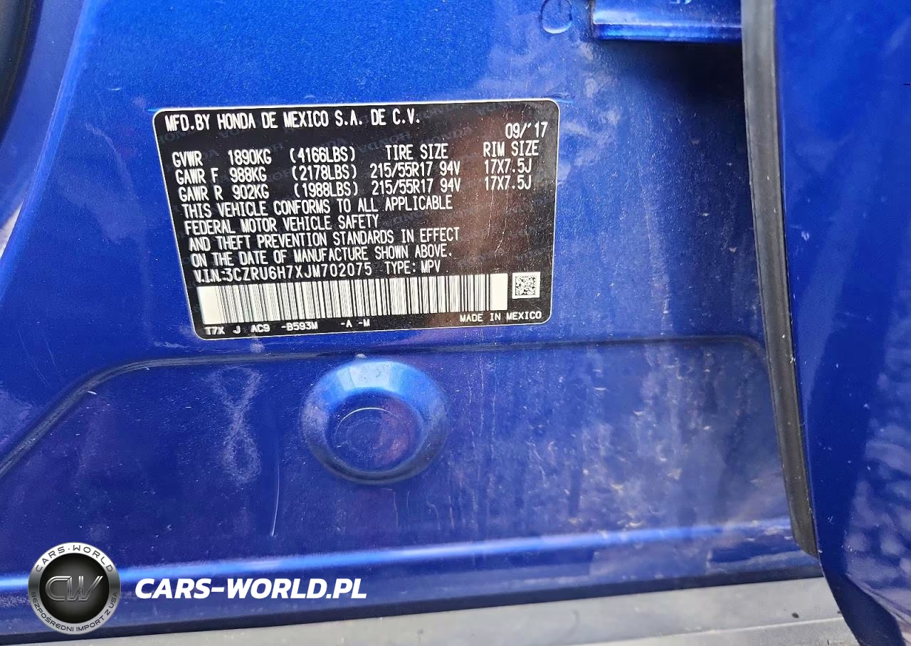 2018 Honda Hr-V Exl VIN:3CZRU6H7XJM702075 - 12