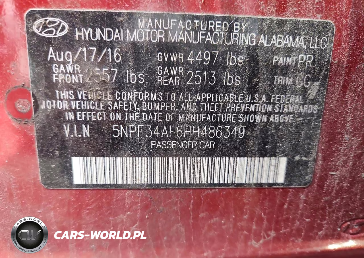 2017 Hyundai Sonata Sport VIN:5NPE34AF6HH486349 - 12