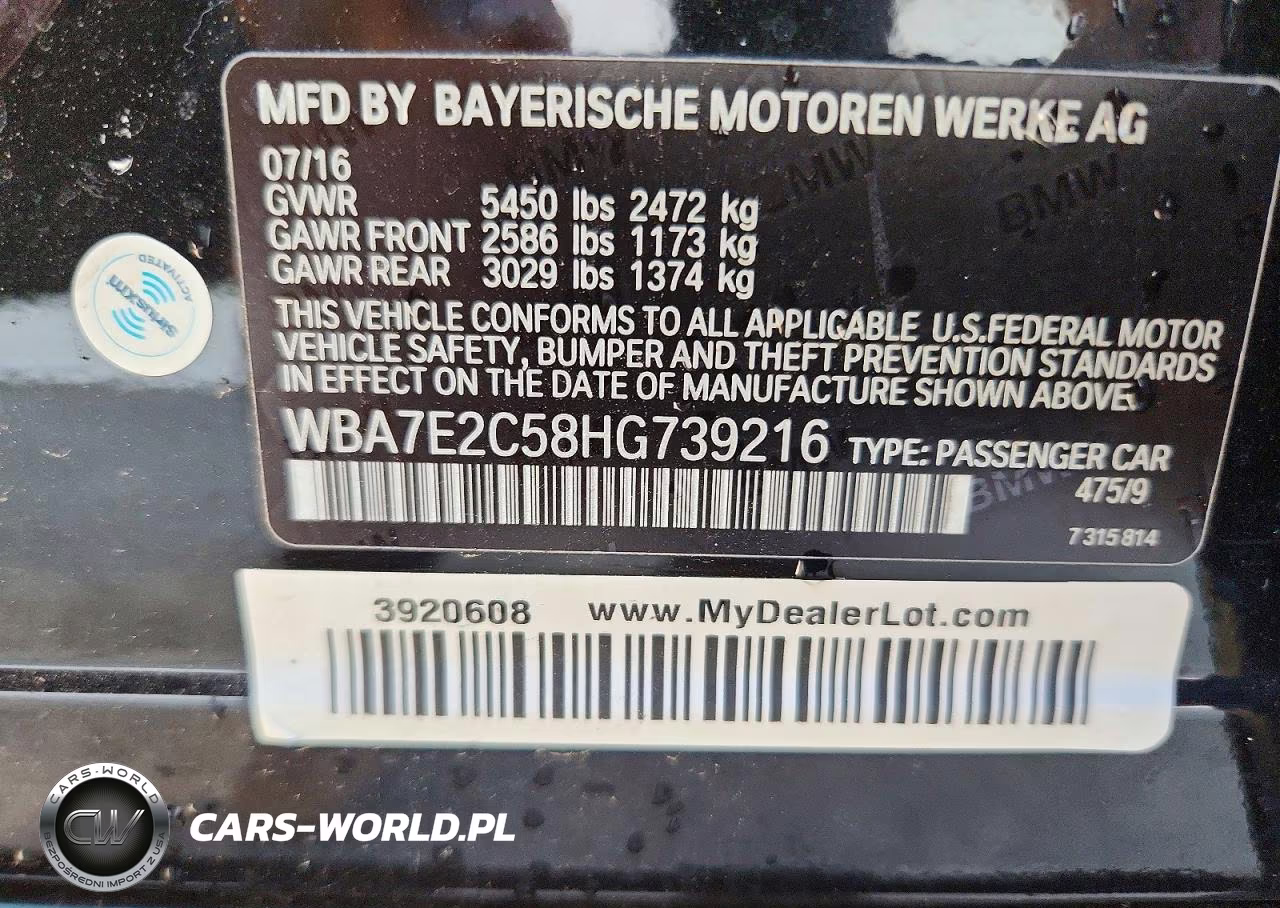 2017 BMW 740 I VIN:WBA7E2C58HG739216 - 12