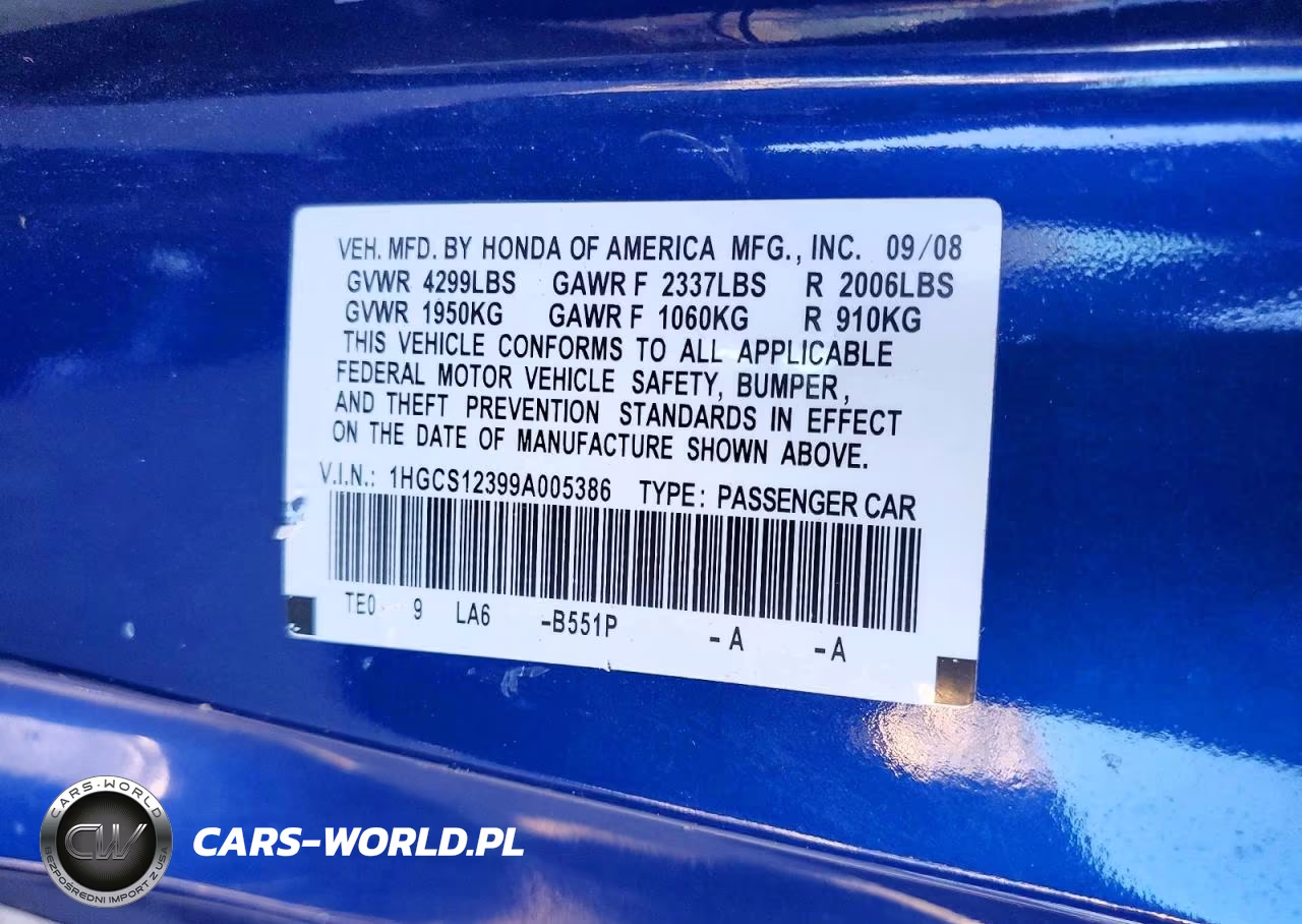 2009 Honda Accord Lx VIN:1HGCS12399A005386 - 13