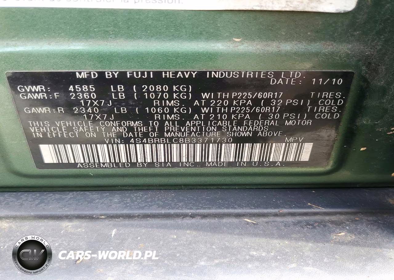 2011 Subaru Outback 2.5I Limited VIN:4S4BRBLC8B3371730 - 13