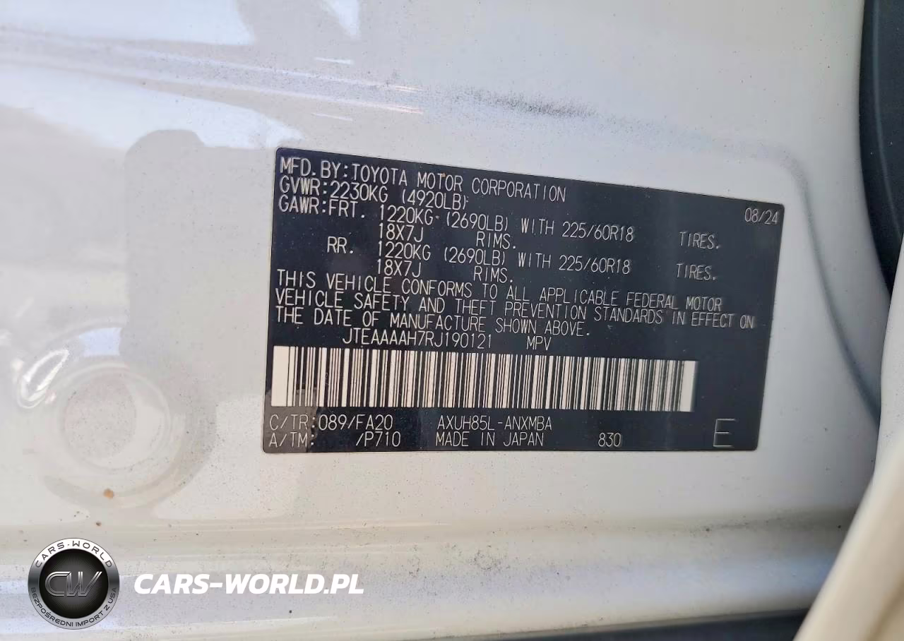 2024 Toyota Venza Le VIN:JTEAAAAH7RJ190121 - 13