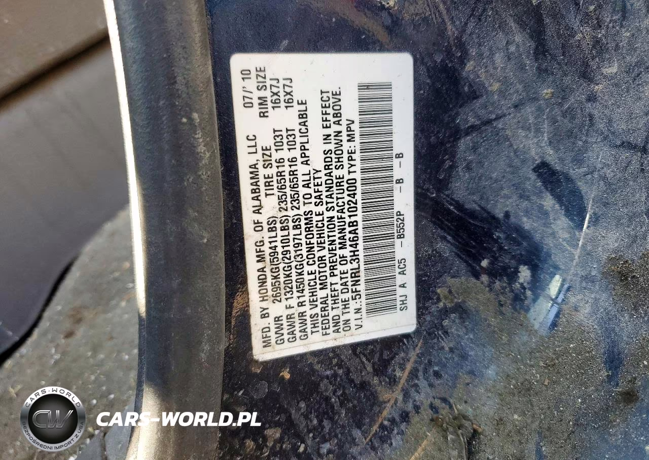 2010 Honda Odyssey Ex VIN:5FNRL3H46AB102400 - 13