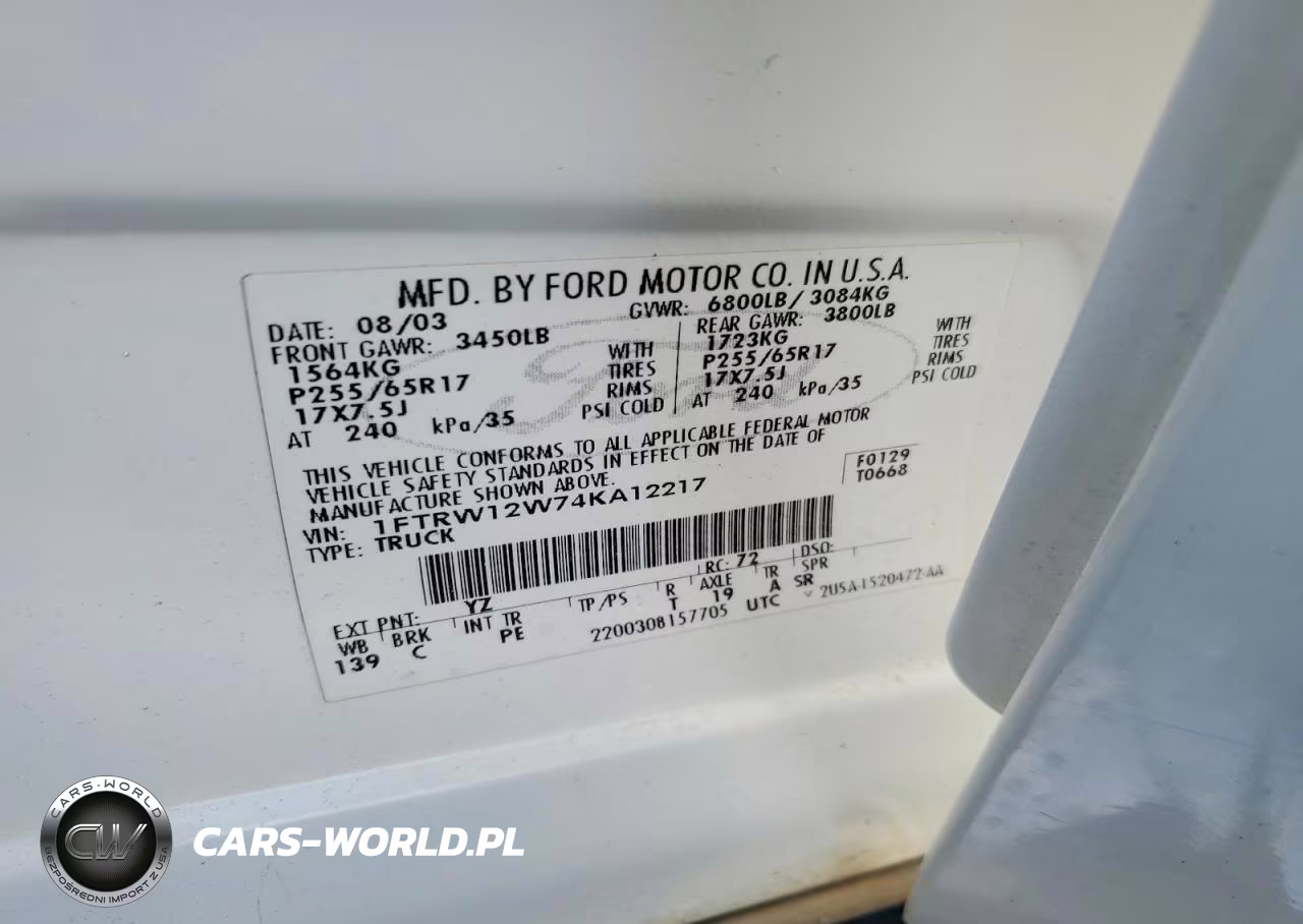 2004 Ford F150 Supercrew VIN:1FTRW12W74KA12217 - 12