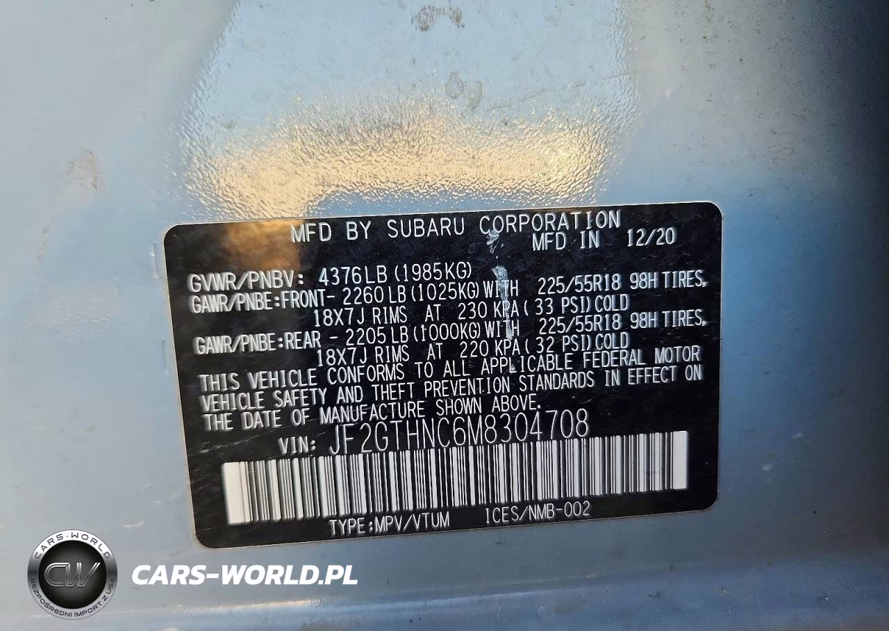 2021 Subaru Crosstrek Limited VIN:JF2GTHNC6M8304708 - 12