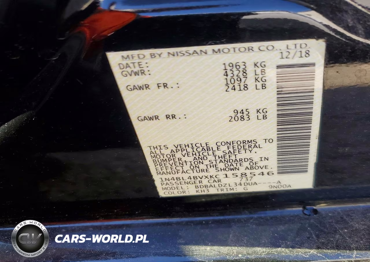 2019 Nissan Altima S VIN:1N4BL4BVXKC158546 - 12