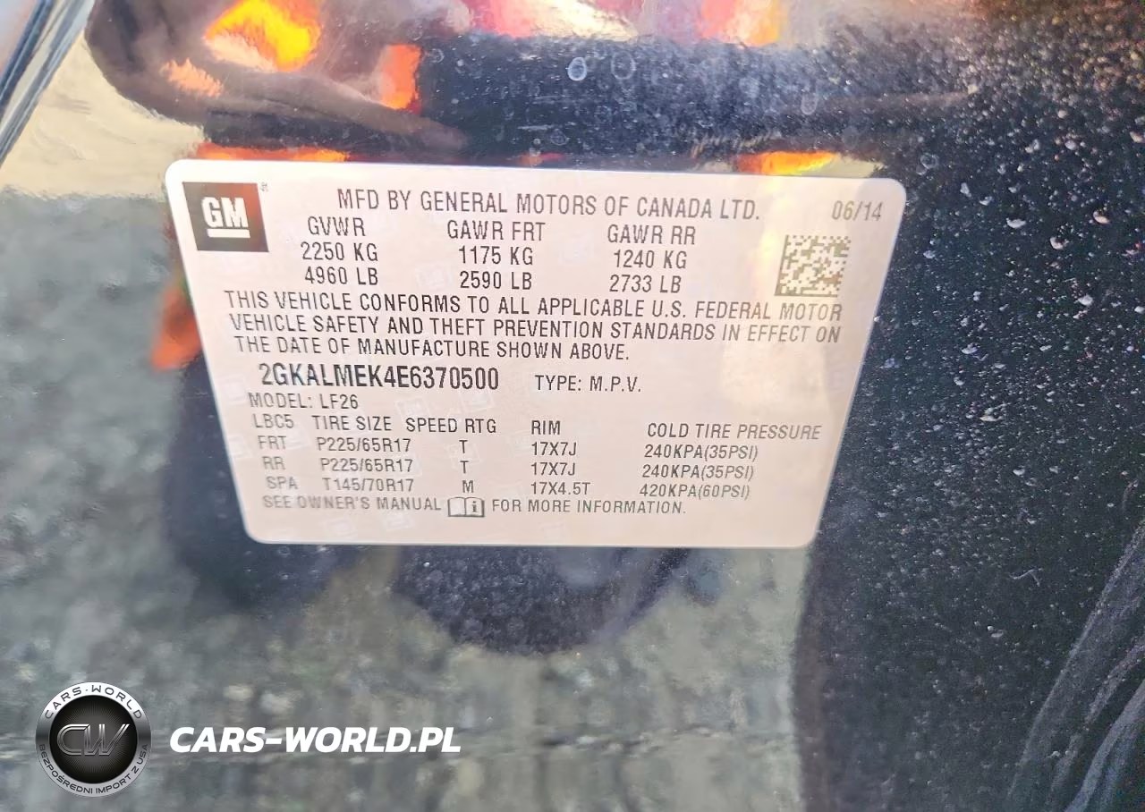 2014 GMC Terrain Sle VIN:2GKALMEK4E6370500 - 13