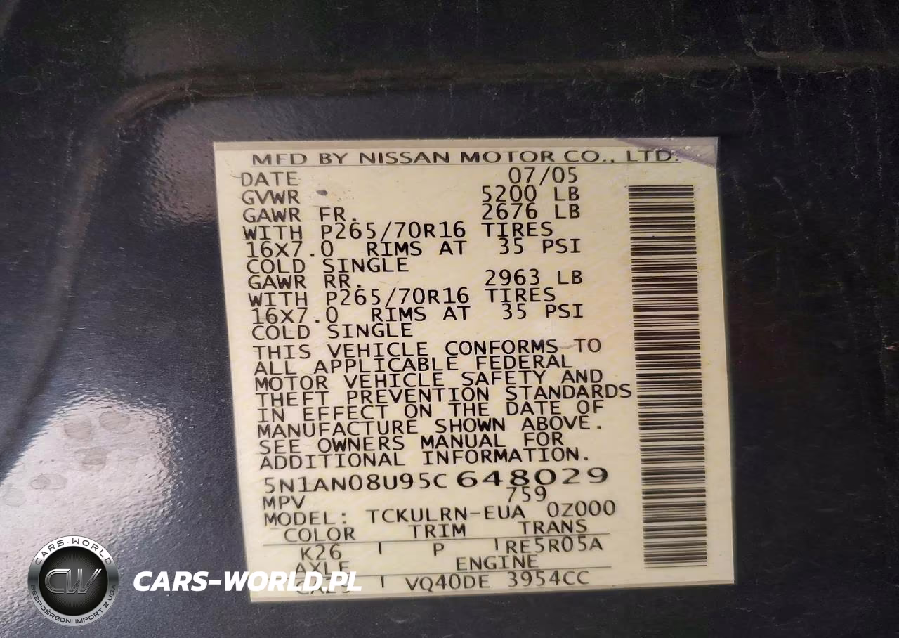2005 Nissan Xterra S VIN:5N1AN08U95C648029 - 13
