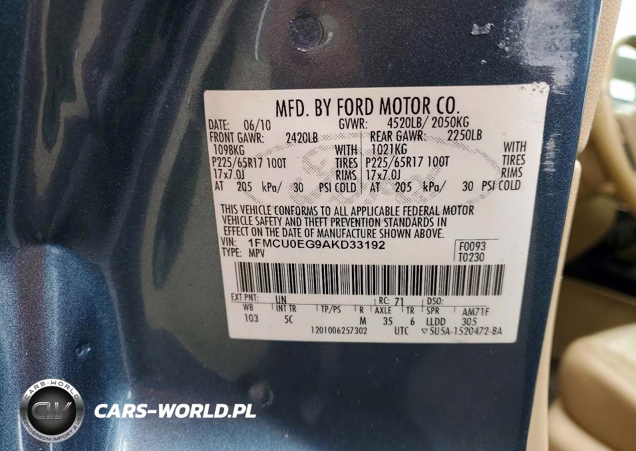 2010 Ford Escape Limited VIN:1FMCU0EG9AKD33192 - 13