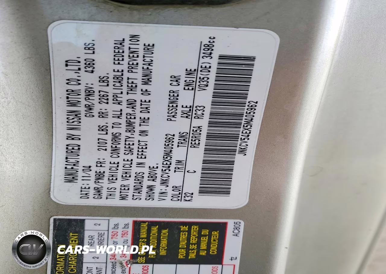 2005 Infiniti G35 Base VIN:JNKCV54EX5M405962 - 12