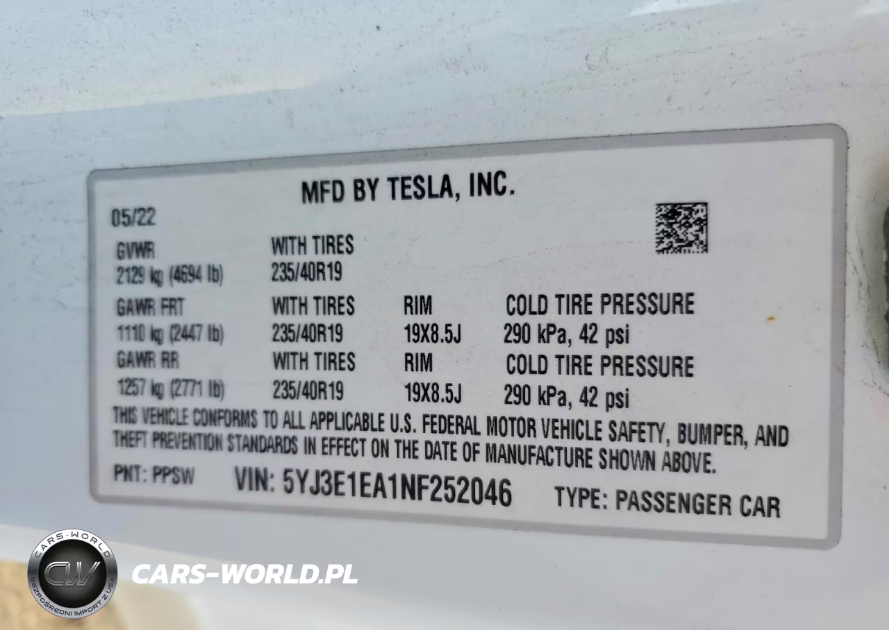 2022 Tesla Model 3 VIN:5YJ3E1EA1NF252046 - 13