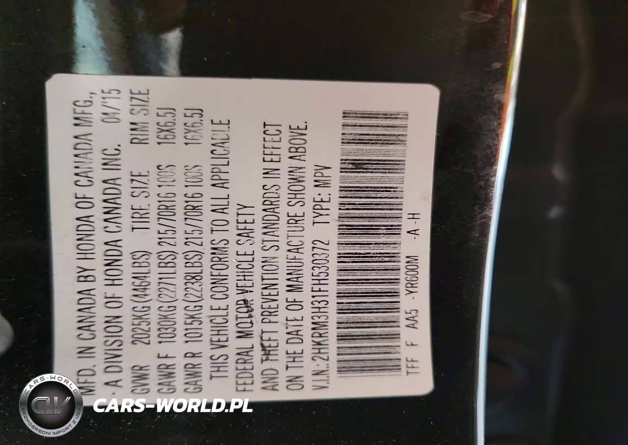 2015 Honda Cr-V Lx VIN:2HKRM3H31FH530372 - 14