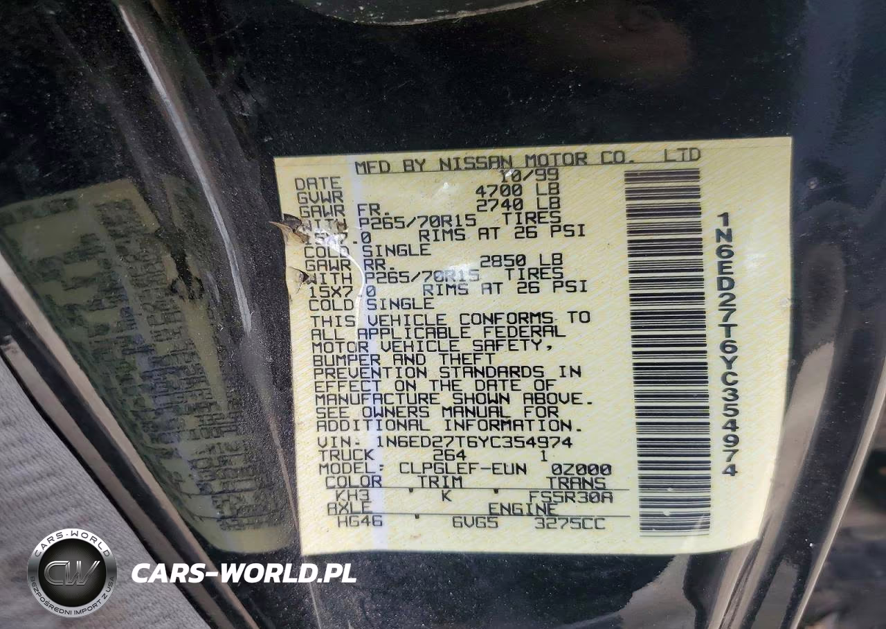 2000 Nissan Frontier Xe VIN:1N6ED27T6YC354974 - 12