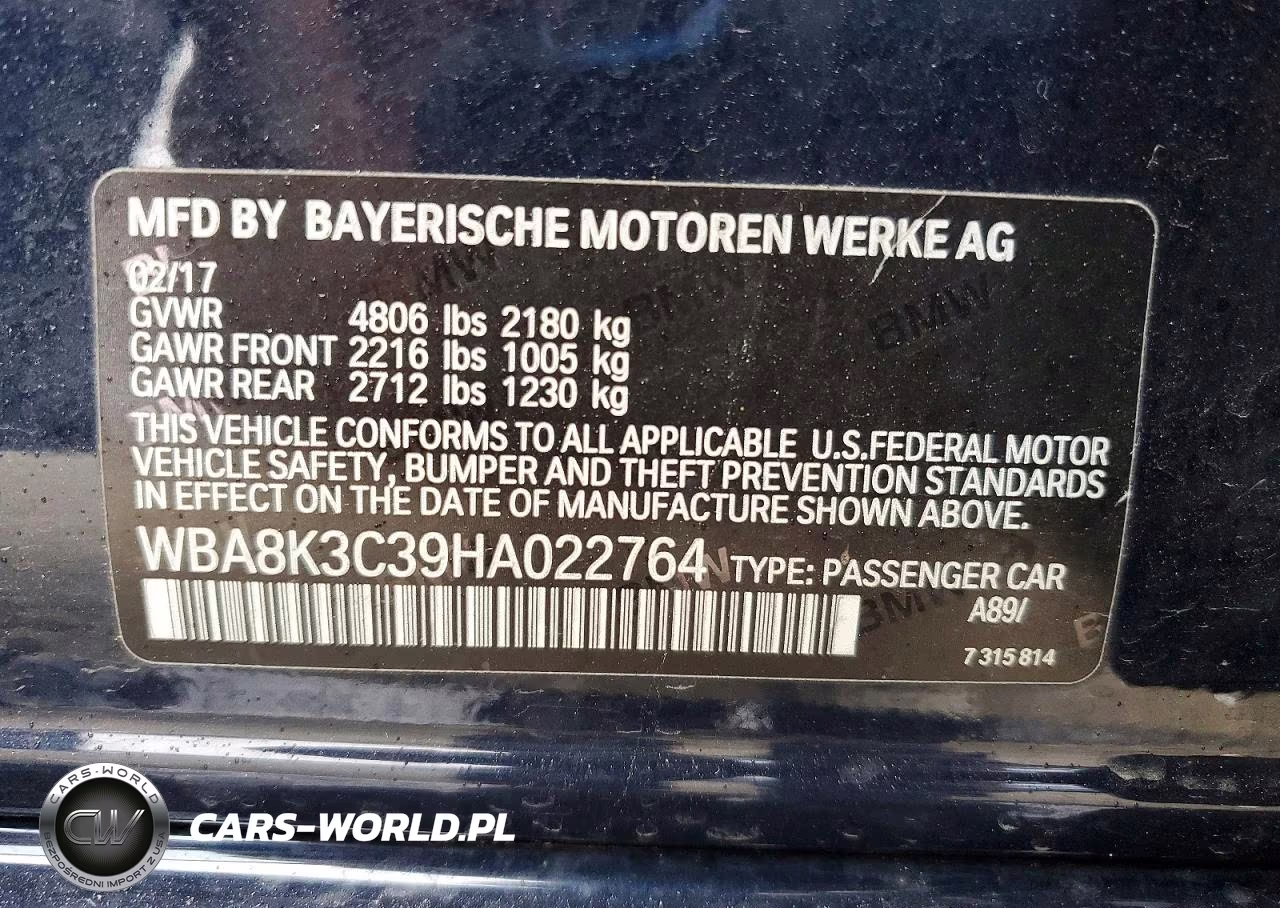 2017 BMW 330 Xi VIN:WBA8K3C39HA022764 - 13
