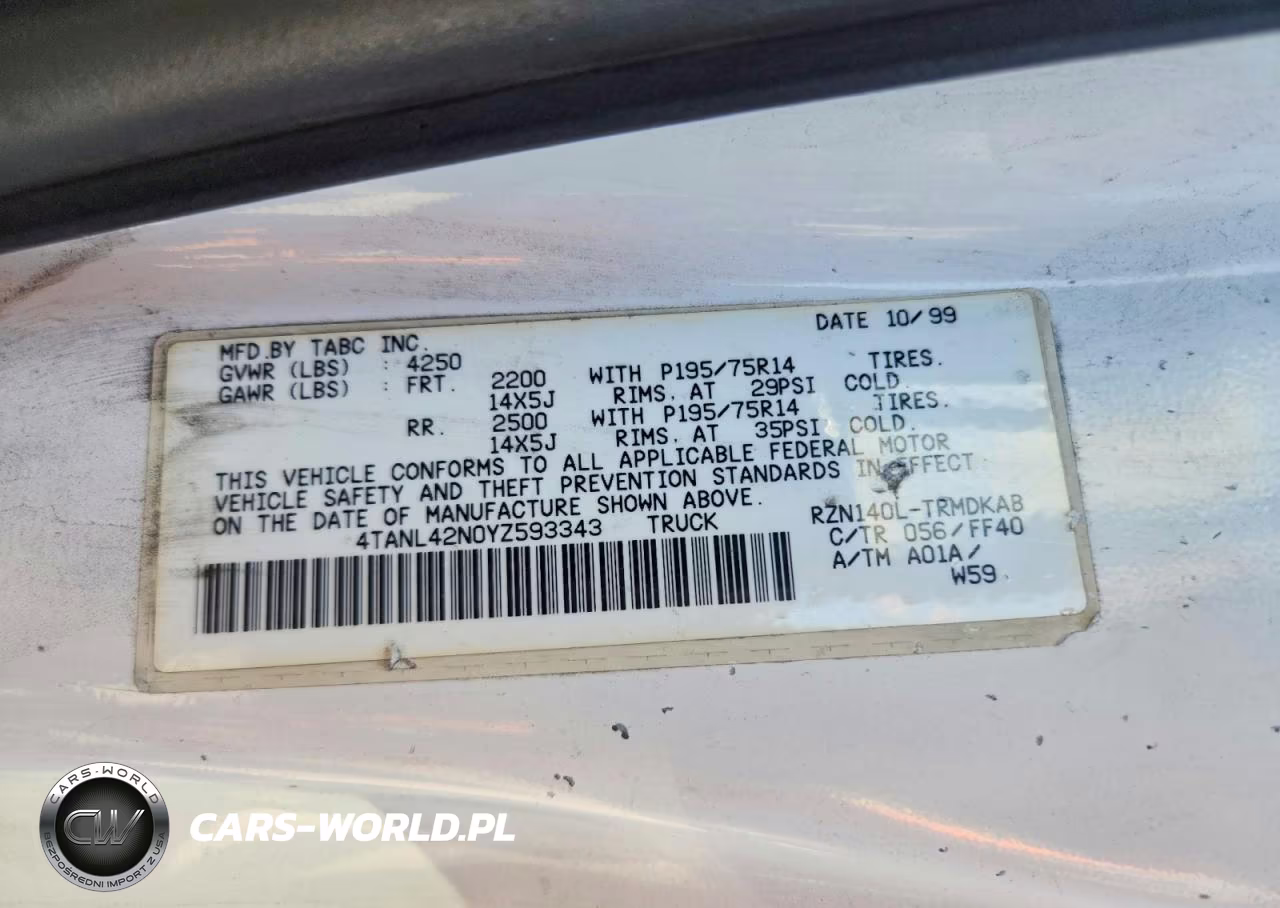 2000 Toyota Tacoma Base VIN:4TANL42N0YZ593343 - 12