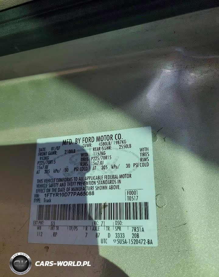 2007 Ford Ranger VIN:1FTYR10D77PA65088 - 12