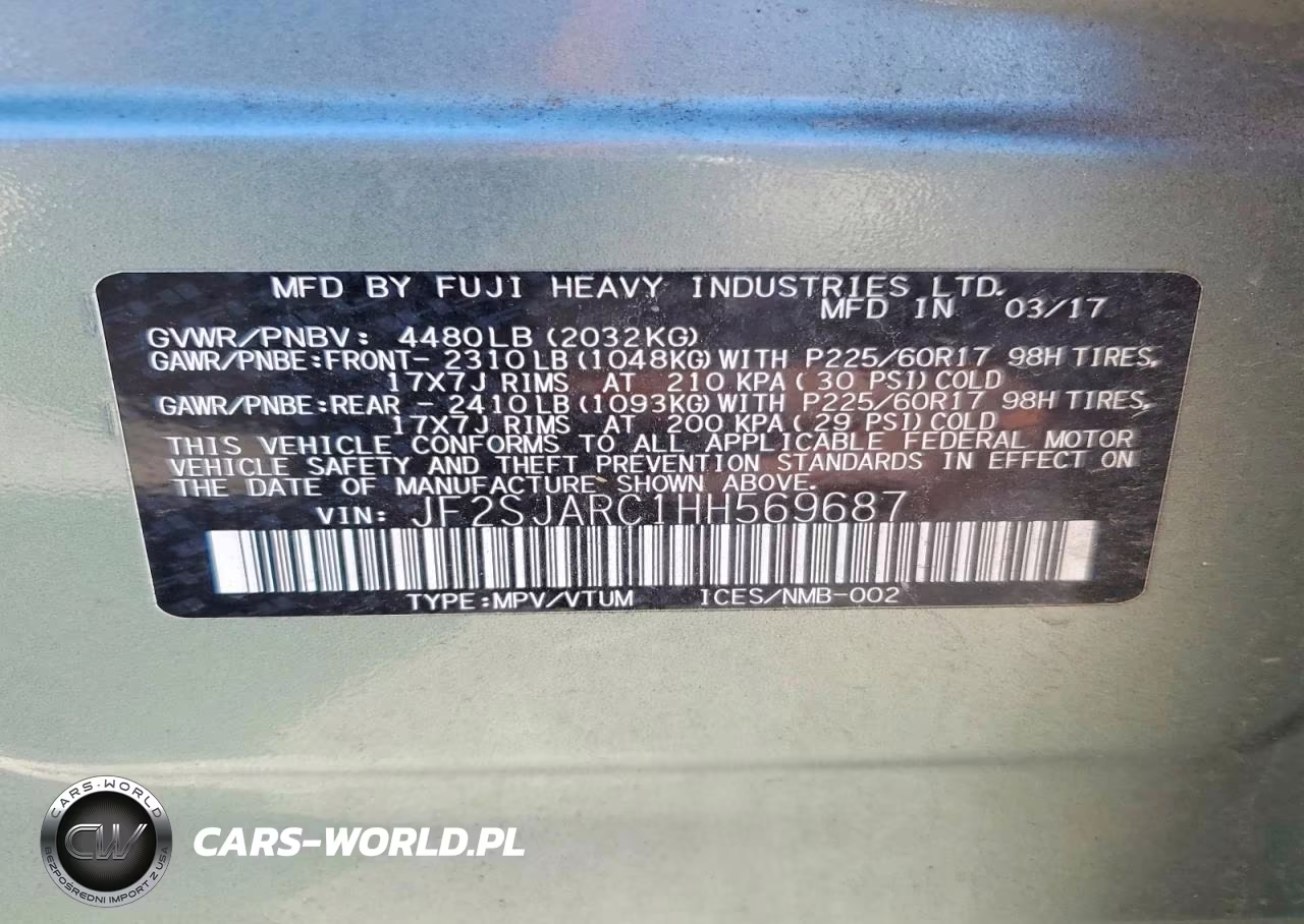2017 Subaru Forester 2.5I Limited VIN:JF2SJARC1HH569687 - 13